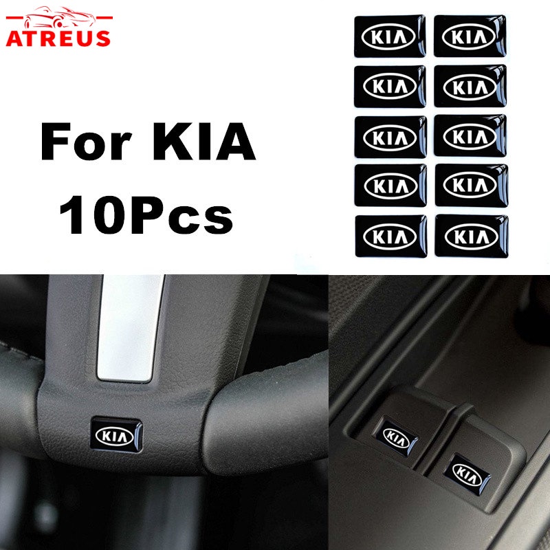 10pcs 3D Stiker Mobil Setir Pintu Jendela Saklar Tombol Lencana Dekorasi Aksesoris Mobil Untuk Kia EV6 GT Carnival Soul EV Picanto Rio K5 Cerato Sorento Sportage