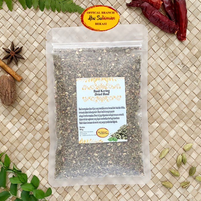 

Dried Basil Leaves Abu Sulaiman / Dried Basil 50 gr Premium