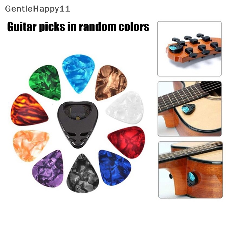 Gentlehappy 10Pcs Plectrums 1 Pick Holder Elektrik Celluloid Acoustic Guitar Picks Warna Warni id