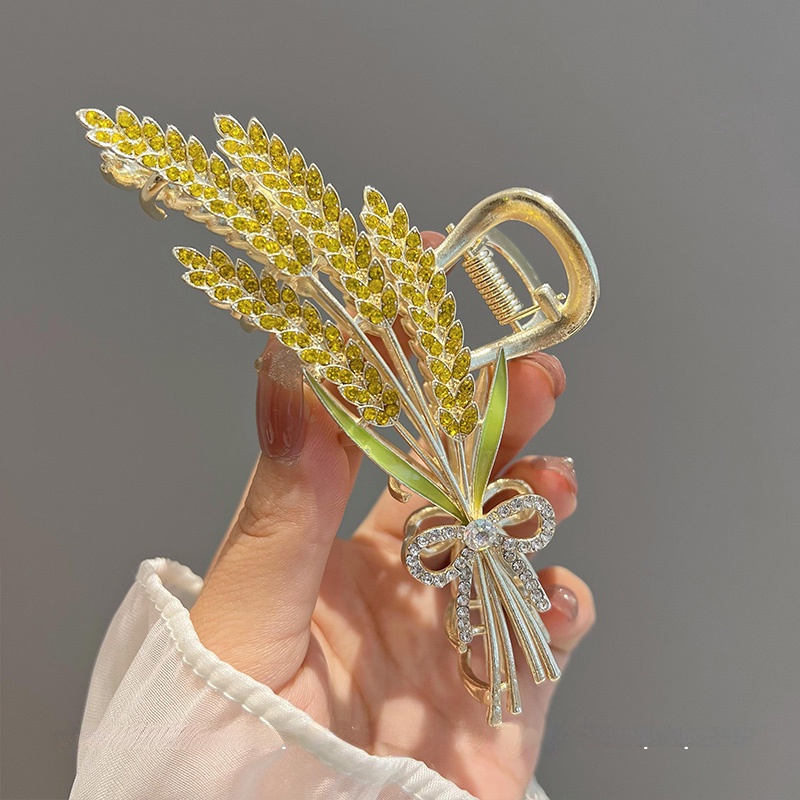 Alloy Shine Bling Yellow Wheat Hair Clip Hair Pin Untuk Wanita Perempuan Ekstensi Rambut Penjepit Aksesori Rambut