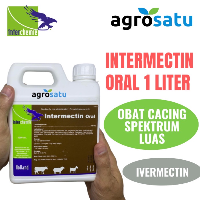 Intermectin Oral 1 Liter Obat Cacing Gudik Skabies Parasit Sapi Kambing Domba Kuda Antelmintik Spekt