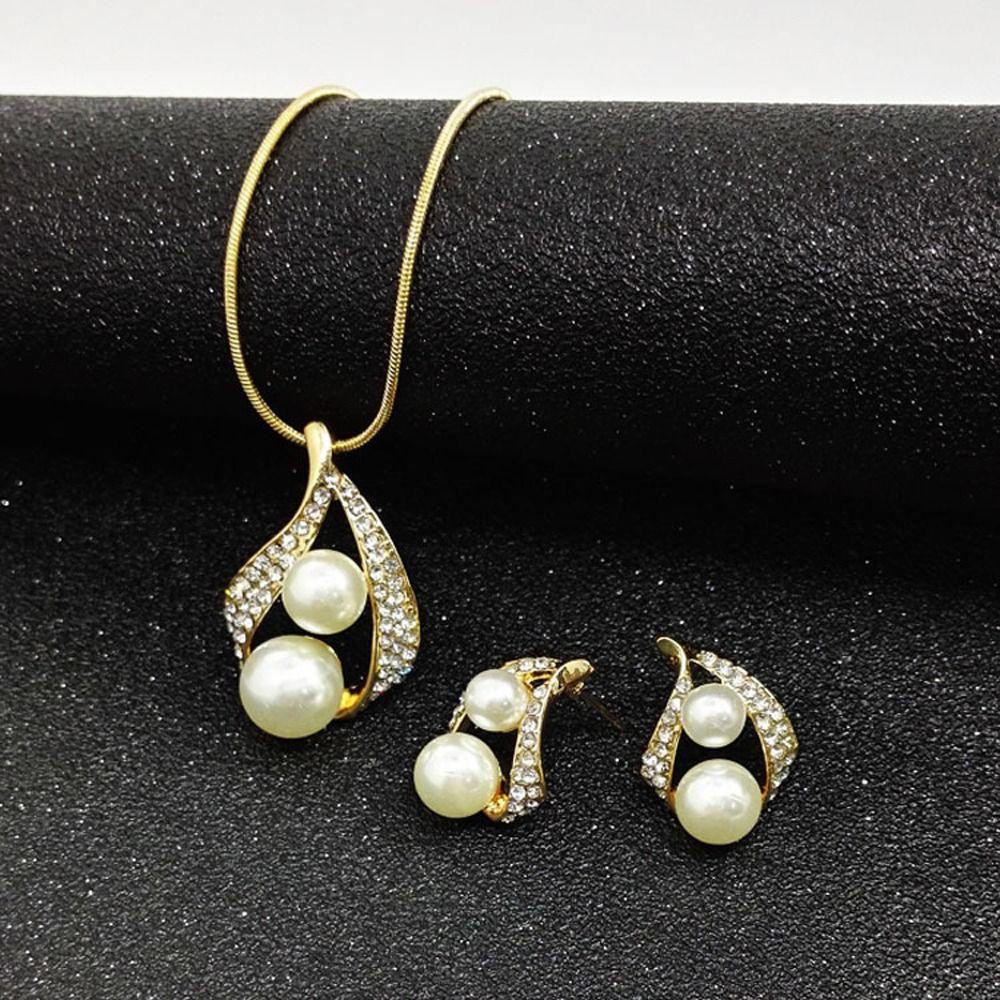 Fishstick Fashion Set Perhiasan Halus Hadiah Anniversary Romantis Elegan Temperamen Alloy Vintage Water Drop Menjuntai Anting