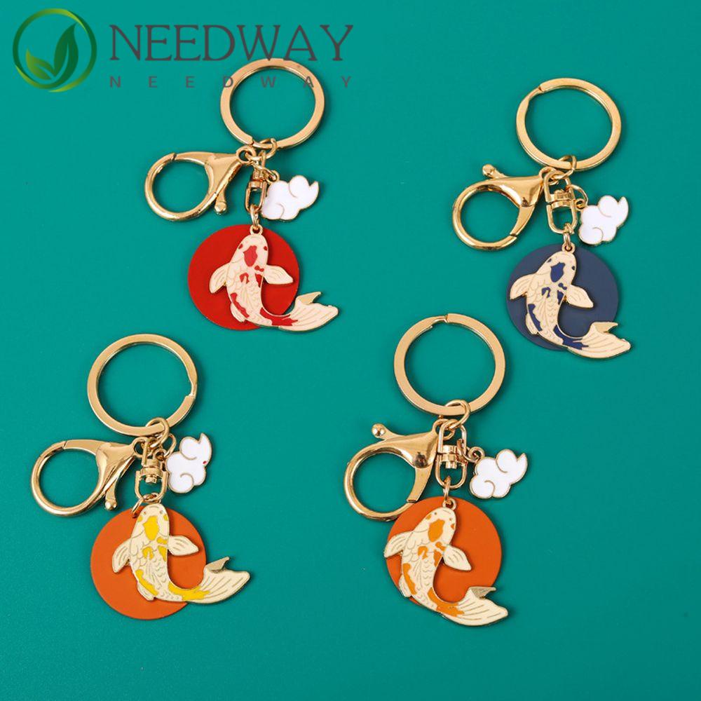 Needway   Koi Gantungan Kunci Lucu Vintage Kreatif Kartun Logam Jepang Key Chain