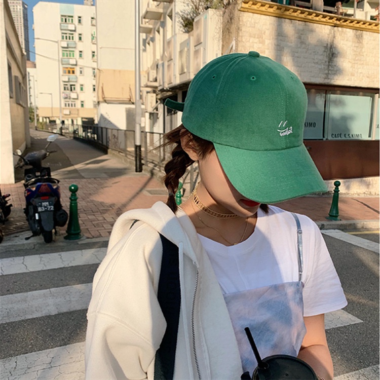 Topi Baseball Atas Lembut Wajah Tersenyum Versi Korea Sederhana Pasang Tabir Surya Fashion