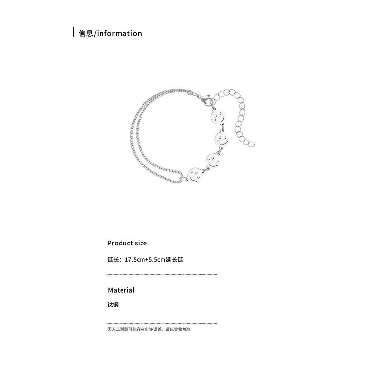 Unik Ukuran Smiley Face Gelang Perempuan ins Trendi Baja Titanium Tidak Luntur Desain Niche Gelang Mahasiswa Pasangan Pacar