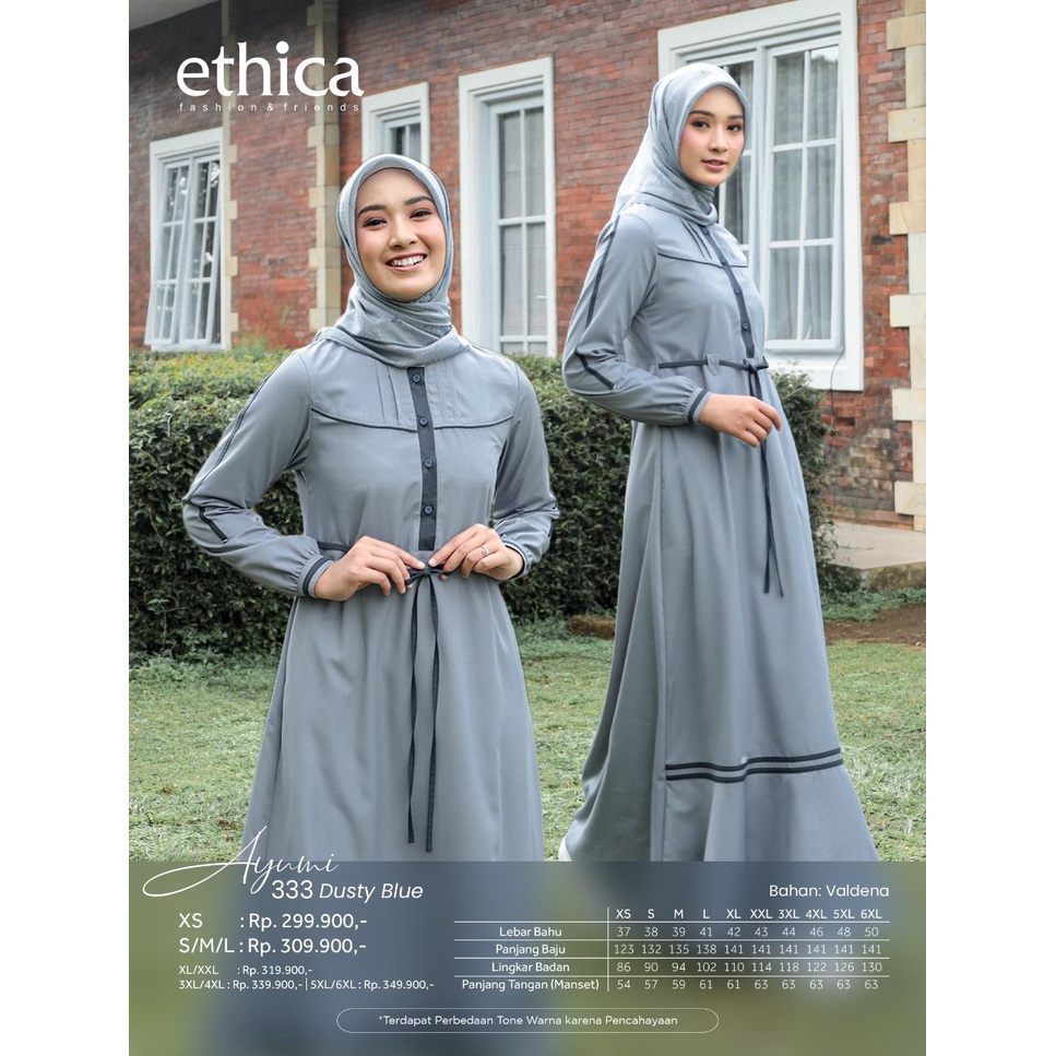 DRESS ONLY ETHICA ORIGINAL AYUMI 333 DUSTY BLUE GAMIS DEWASA GAMIS ETHICA GAMIS FASHIONABLE 2023