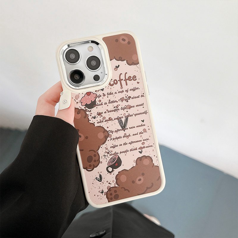 Brown Coffee Bear Soft Silicon Case HP iP iPhone 12 13 14 Pro Max 11 Girl Woman FTD Casing Apple