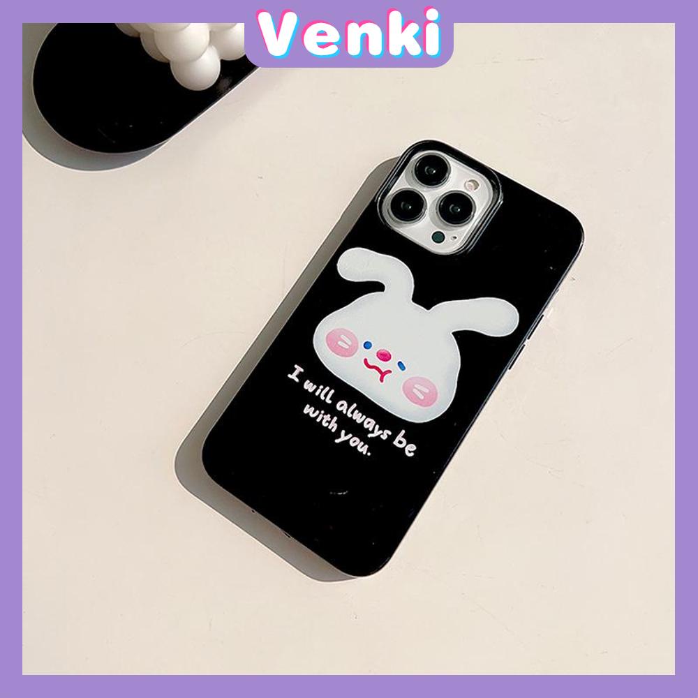 VENKI - Untuk iPhone 11 iPhone Case Off White Glossy TPU Soft Case Shockproof Protection Camera Pump Cute White Bunny Kompatibel dengan iPhone 14 13 Pro max 12 Pro Max xr xs max 7 8