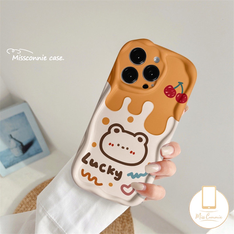 Case Kartun Pasangan Untuk Redmi 9A A1 9 10C A2 10 10A 9T 9C NFC Redmi Note12 9 10 8 11s 10S 11 10Pro Max POCO M3 Lembut 3D Wavy Curved Edge Glossy Cute Ice Cream Bear Rabbit Cover