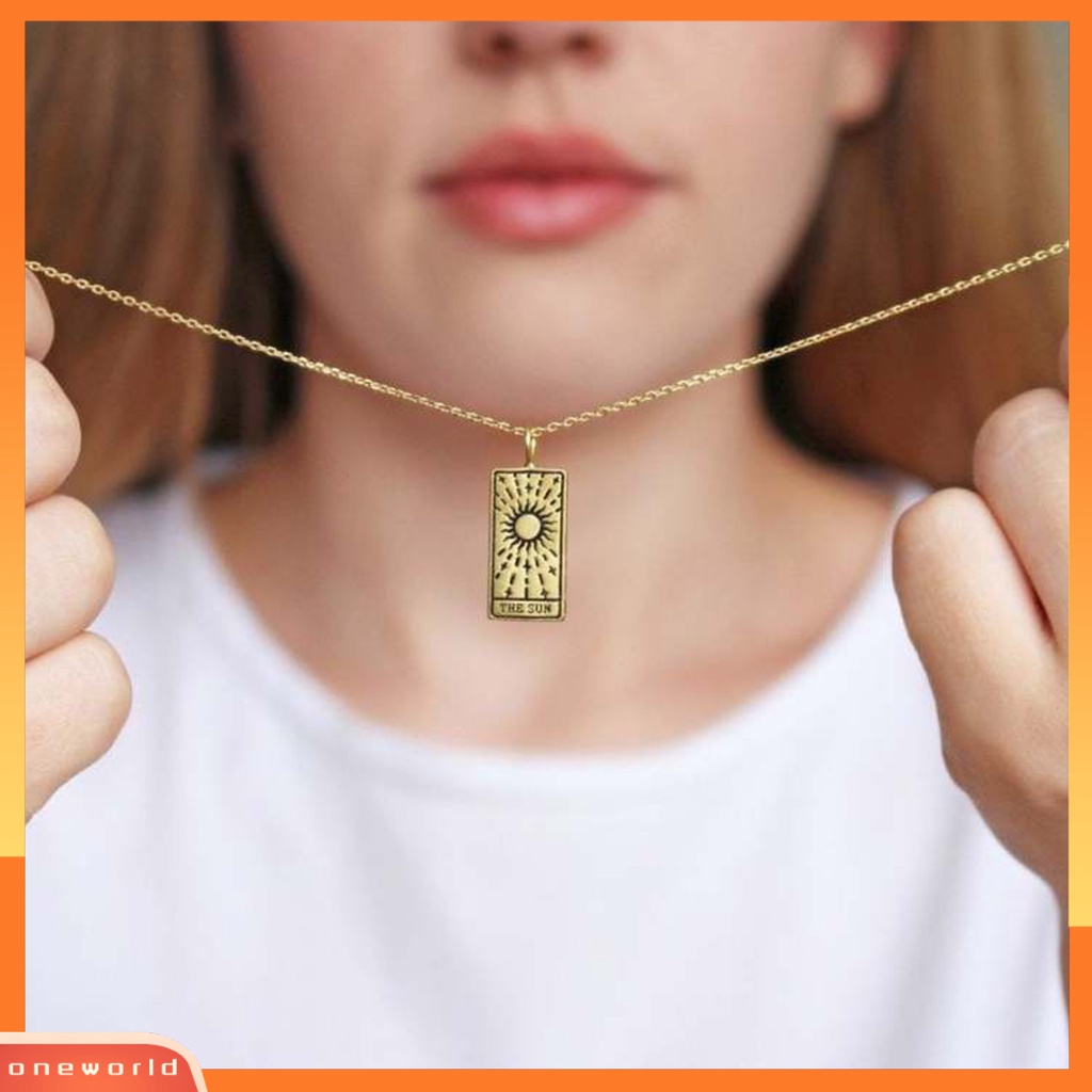 [ONE] Kalung Indah Rantai Leher Unisex Bentuk Tarot Alloy Adjustable Untuk Penggunaan Sehari-Hari