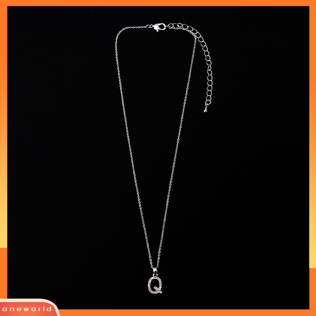 [ONE] 26huruf Inggris Liontin Wanita Kalung Electroplating Alloy Cubic Zirconia Adjustable Choker Necklace Perhiasan Aksesori