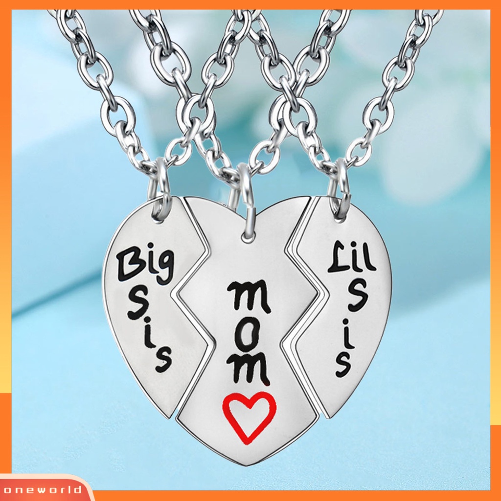 [ONE] 3pcs/set Kalung Set Rantai Bentuk Hati Bahan Stainless Steel Motif Huruf Kalung Senada Untuk Hadiah
