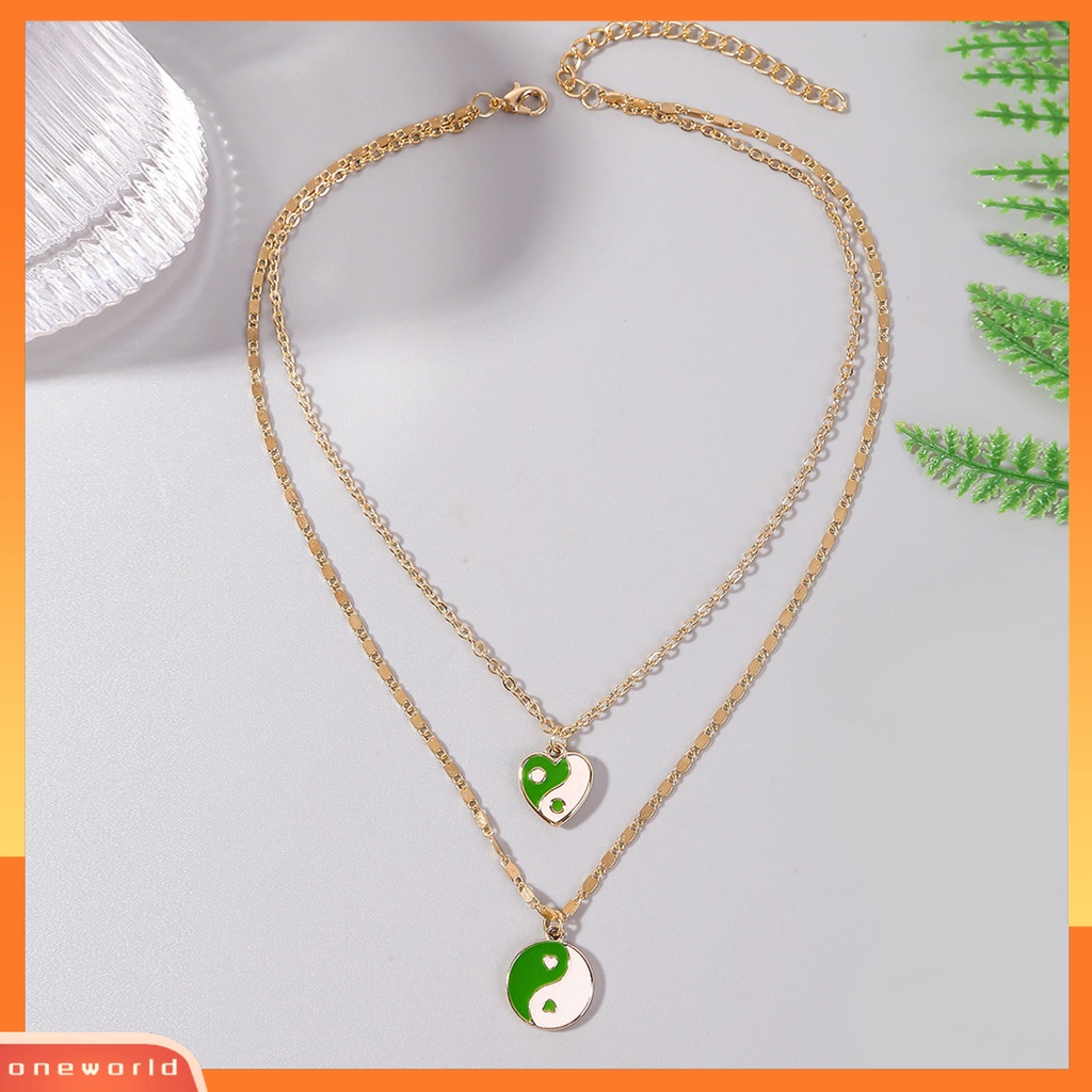 [ONE] Women Necklace Kalung Liontin Lapis Ganda Hati Warna Cerah Ringan Untuk Hadiah