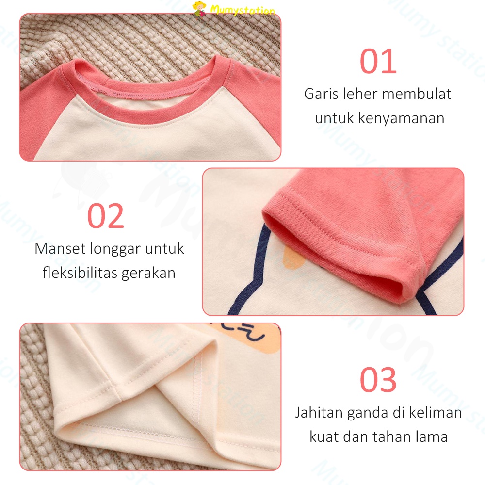 Mumystation Baju Tidur Anak perempuan laki-laki/ Piyama Anak Cotton Unisex Lengan Panjang