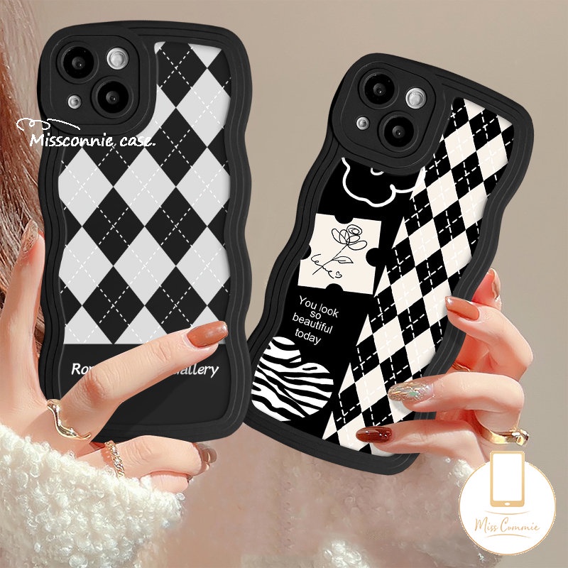 Romantic Art Gallery Checkerboard Fresh Flower Case Untuk Infinix Smart4 6 5plus Hot10 12 11 9 Play Hot8 20 20s 11s 12i 10s 9 10 10Lite 12 Pro Note 12 G96 10 Pro Penutup Tepi Bergelombang