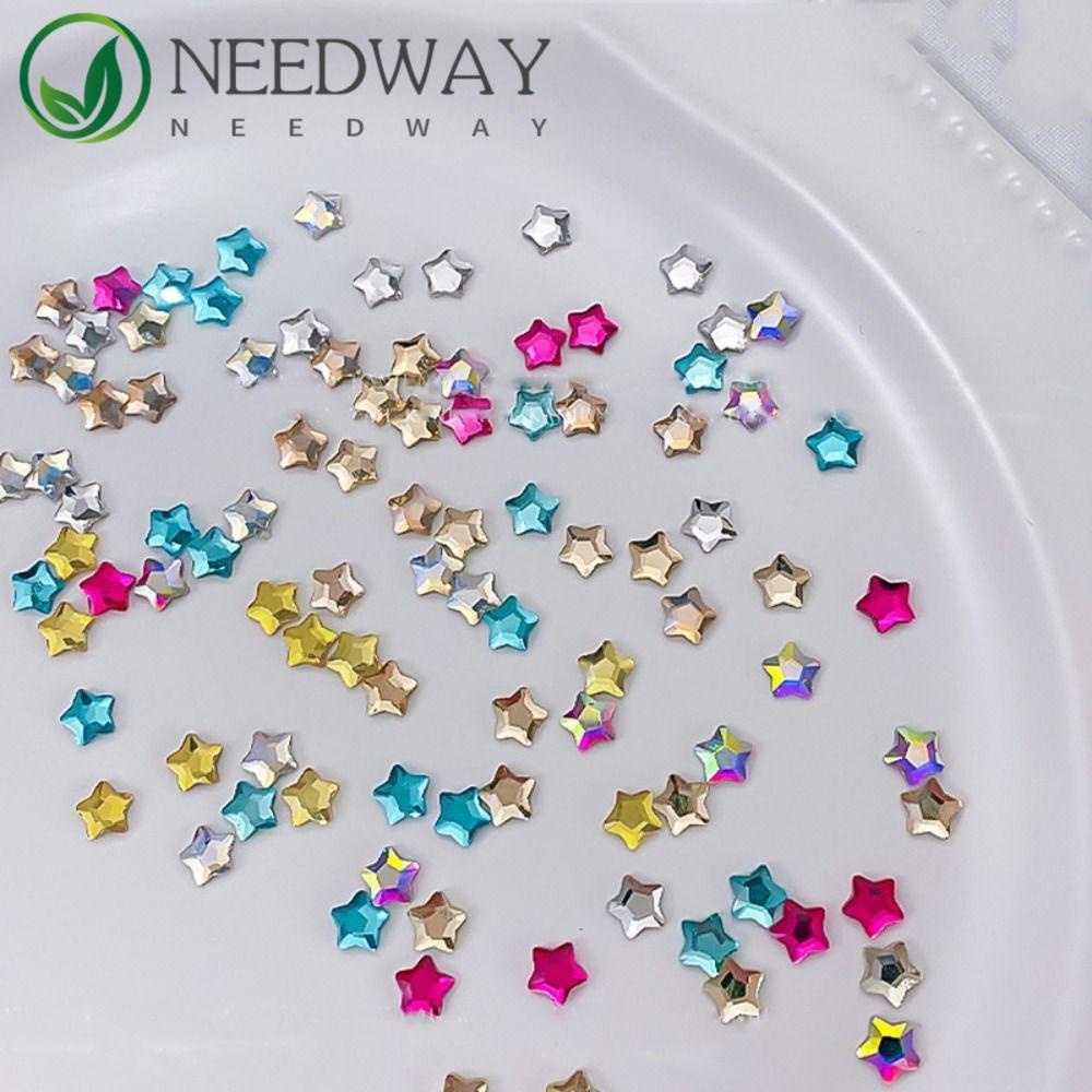 Needway   Hiasan Kuku Batu Kristal Isi 50pcs Jantung Peach Berwarna Kristal Untuk Aksesoris Kuku Manicure Mixed Nail Charms