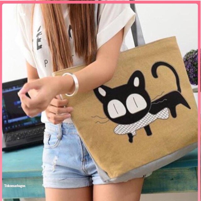 Tote Bag Wanita Totebag Kanvas Tas Tote Sablon Bahan Kanvas