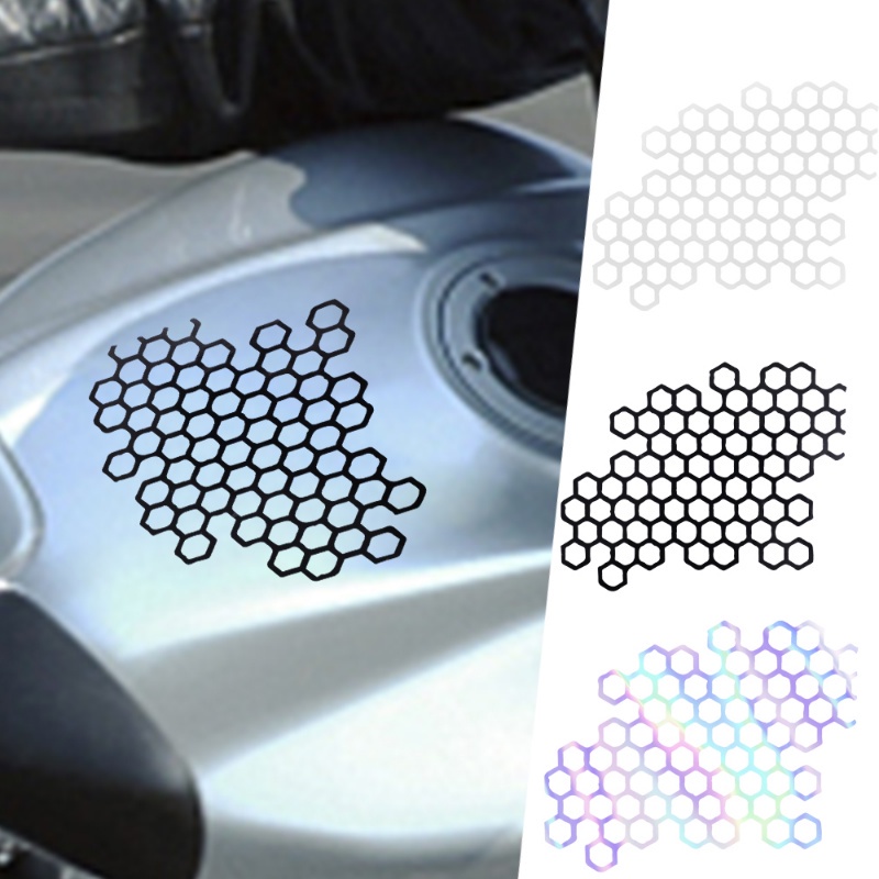 Laser Warna Sarang Lebah Stiker Mobil Kreatif Motor Helm Dekorasi Hexagon Dilubangi Decal Kendaraan Styling Aksesoris Pribadi Dekorasi Eksterior