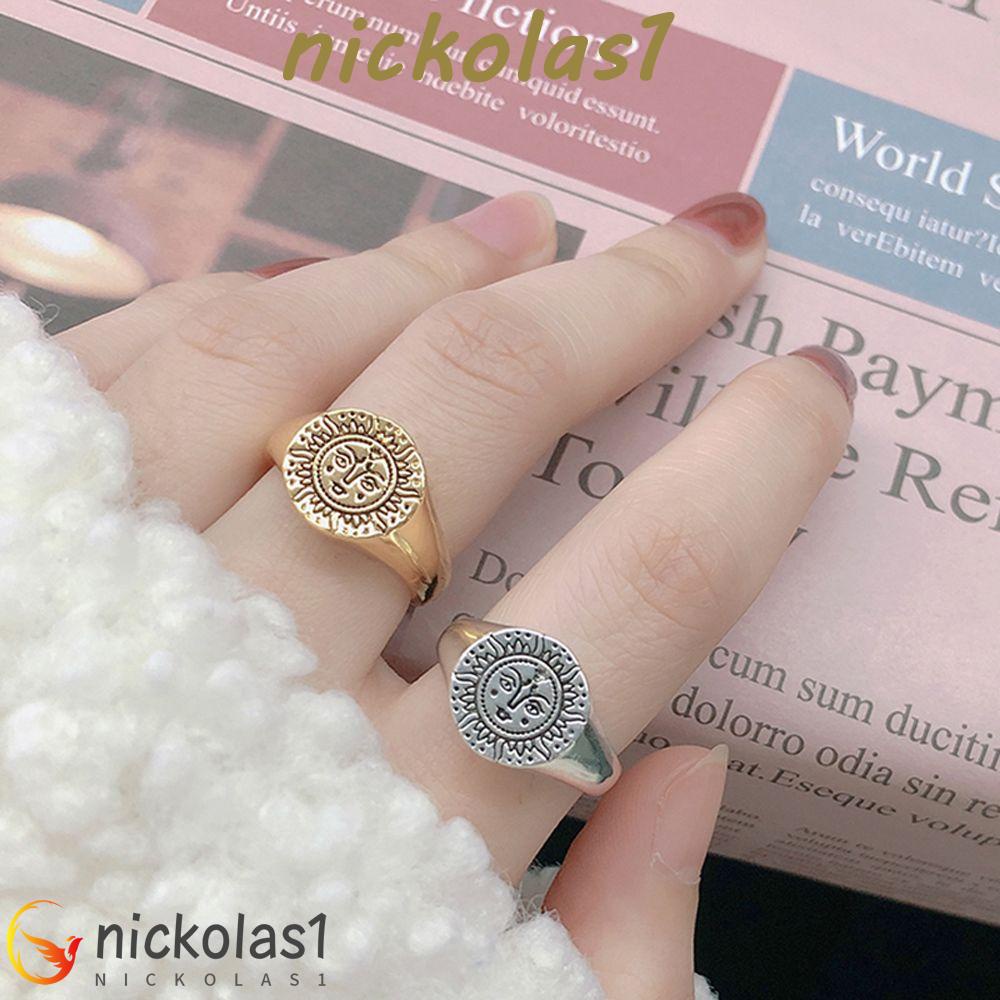 Nickolas1 Cincin Aesthetic Punk Vintage Aksesoris Mata Wajah Bunga Perhiasan Fashion