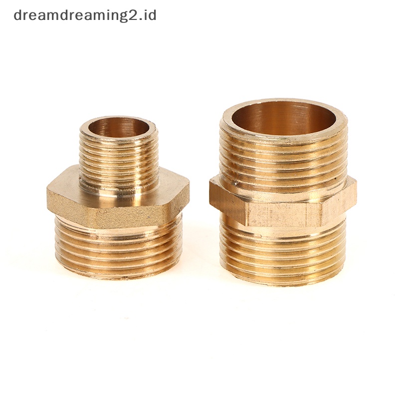 (drea) Pipa Kuningan Hex Nipple Adapter BSP Male to Male Drat Air Minyak Gas Connecto //