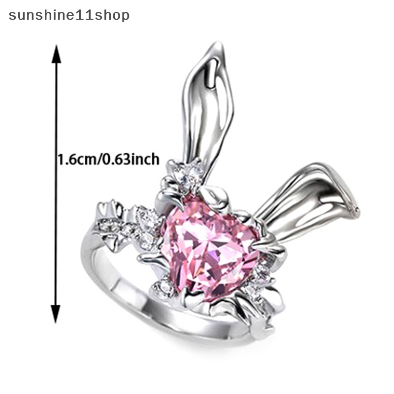 Sho Baru Indah Telinga Kelinci Adjustable Rings Bunny Zircon Perhiasan Pembukaan Cincin Untuk Gadis Pasangan Wanita Valene Hadiah Hari N