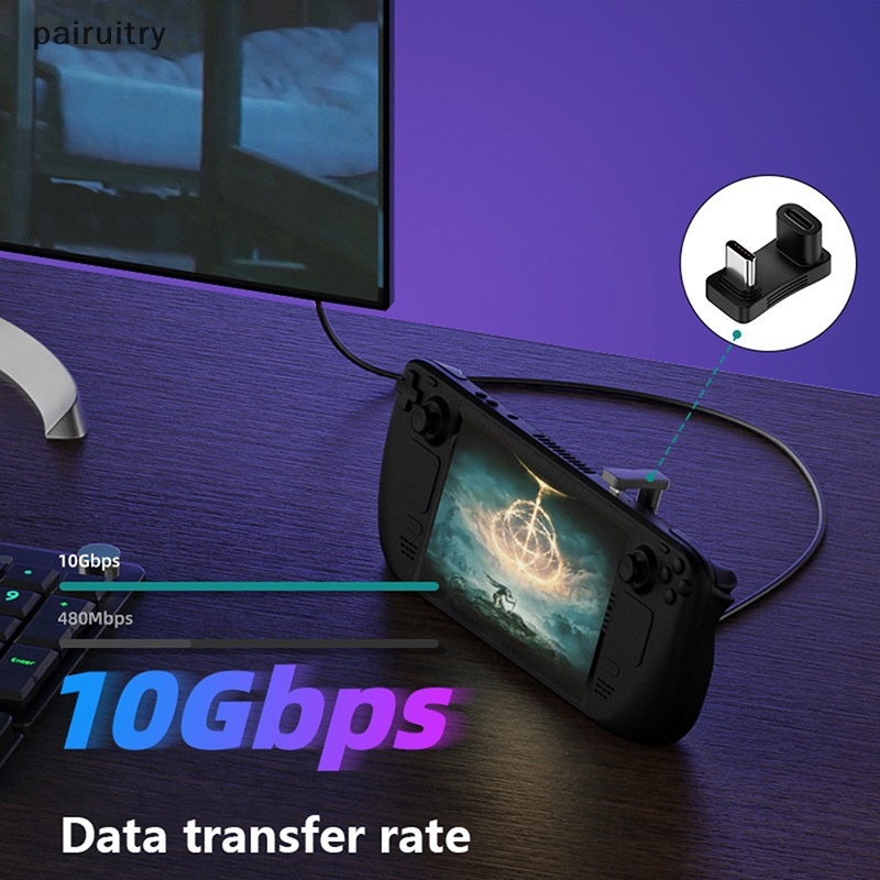 Prt 10Gbps 2in1 USB C Adapter 90derajat USB C Extender Sudut Kanan PD 100W PRT Cepat