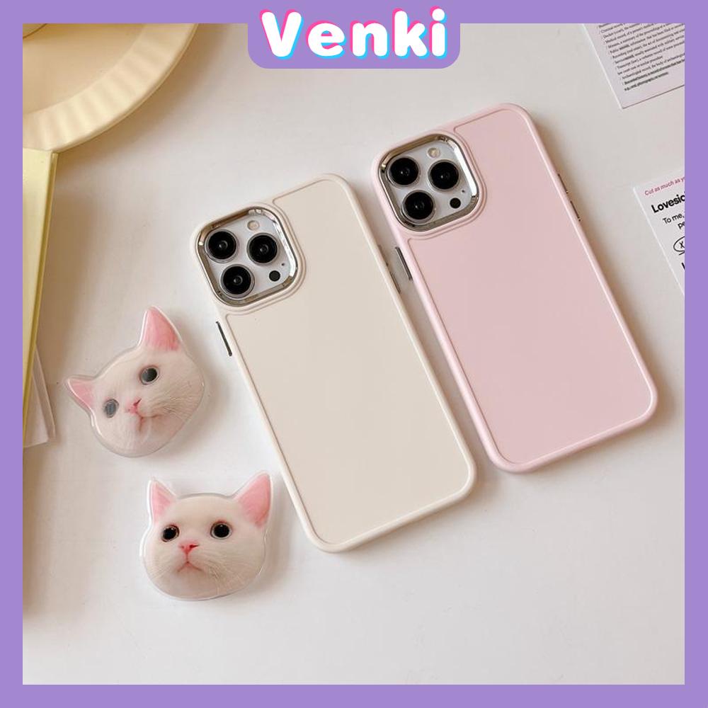 VENKI - Untuk iPhone 14 Pro Max iPhone Case dengan Kucing Lucu Dudukan Lipat Pegangan Bening Pink Plating Matte Soft Case Shockproof kompatibel dengan iPhone 13 Pro max 12 Pro Max 11 xr xs 7Plus