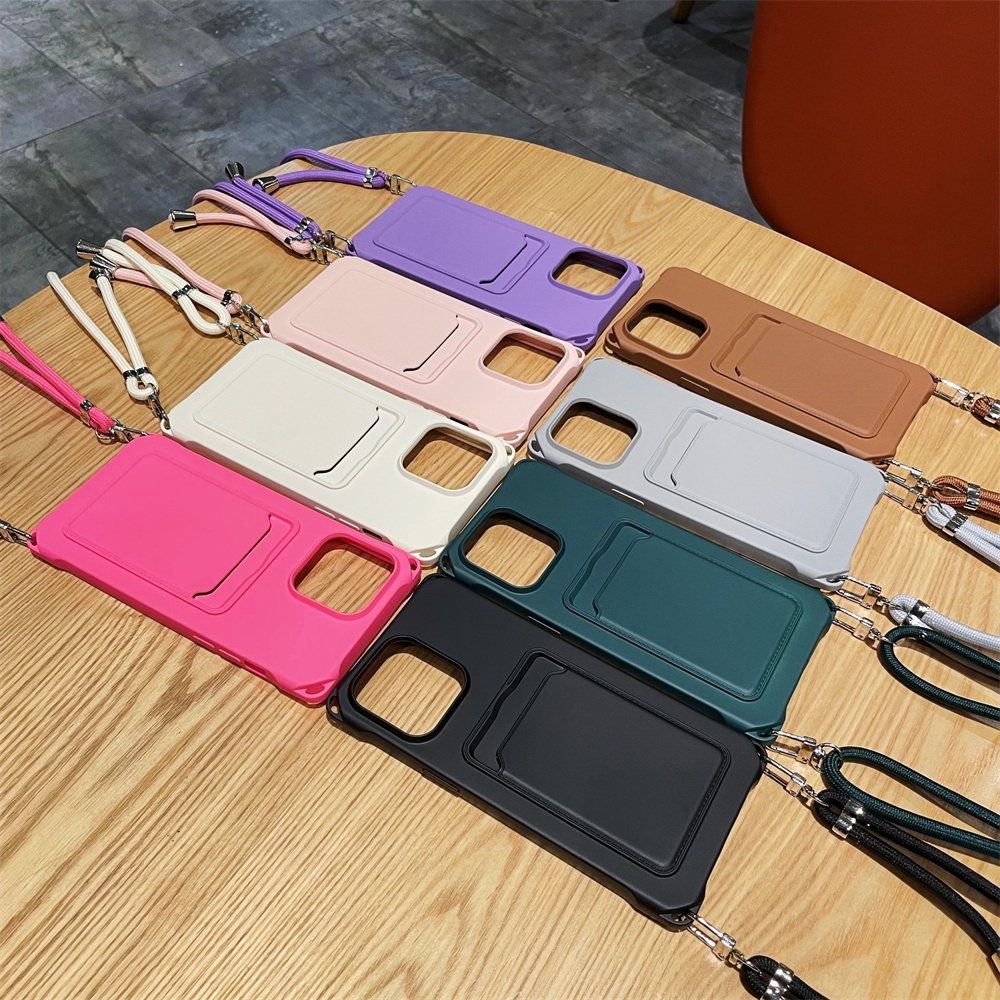 IPHONE Modis TPU Lanyard Soft Casing Cocok Untuk Iphone14 13 12 11 Pro Max Tali Diagonal Tempat Penyimpanan Kartu