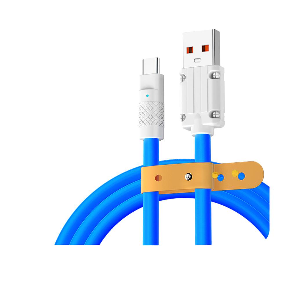 2.4a Type-C Kabel Data Silikon Cair Super Fast Charging Transmisi Data Android Kabel Data Lampu Kabel Cas Untuk IOS