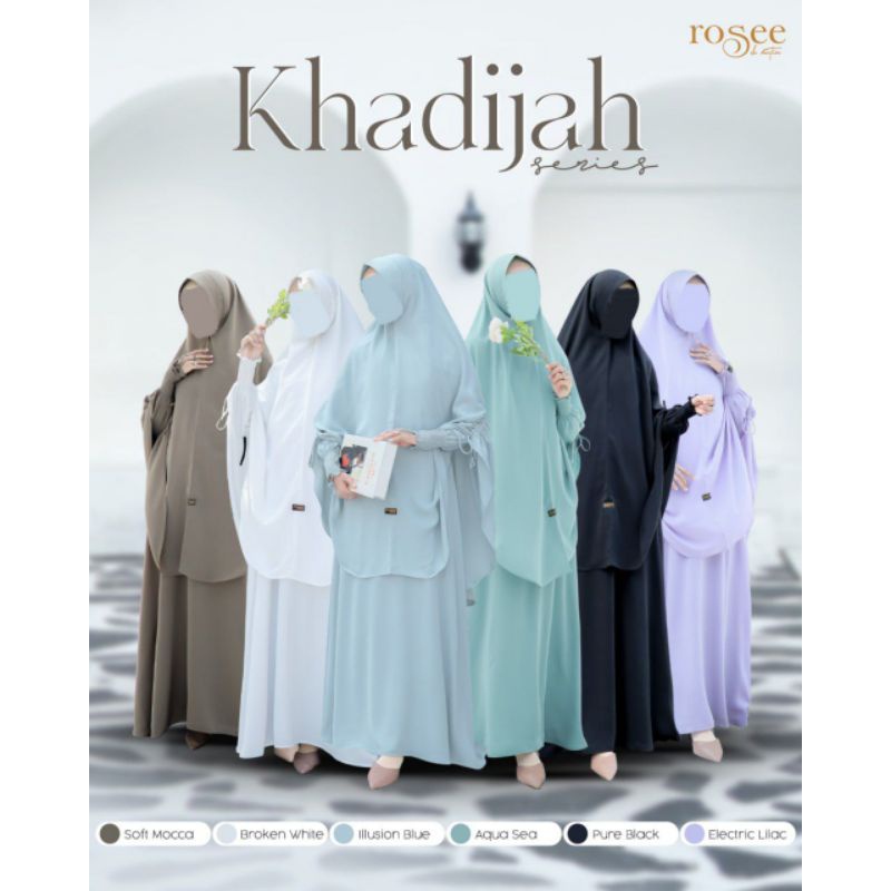 Khadijah Series by Rosee - Open PO - Sister brand Attin - Gamis syari set niqab cadar gamis polos simple Muslimah jumbo