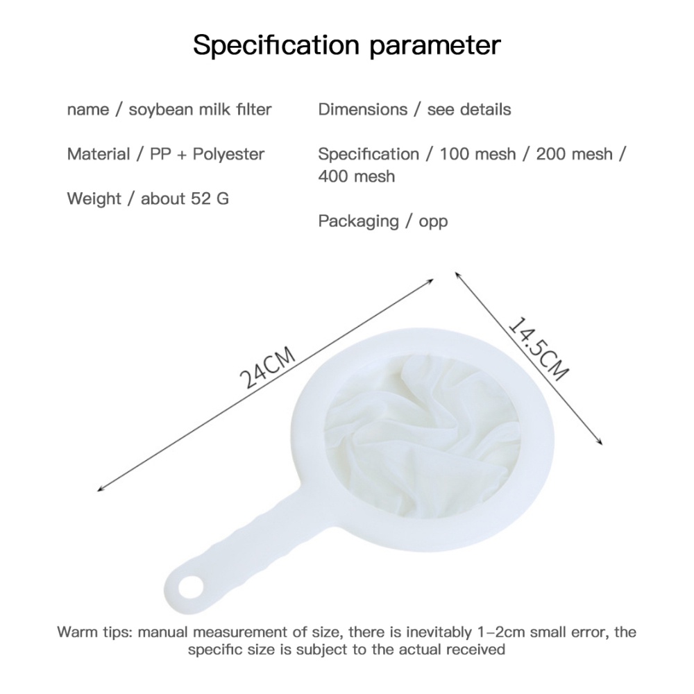 Filter 100/200/400 Mesh Dapur Penyaring Susu Ultra-halus Mesh Saringan Dapur Nilon Mesh Sendok Penyaring untuk Kedelai Susu Buah Jus Teh Kebocoran Kopi Filter