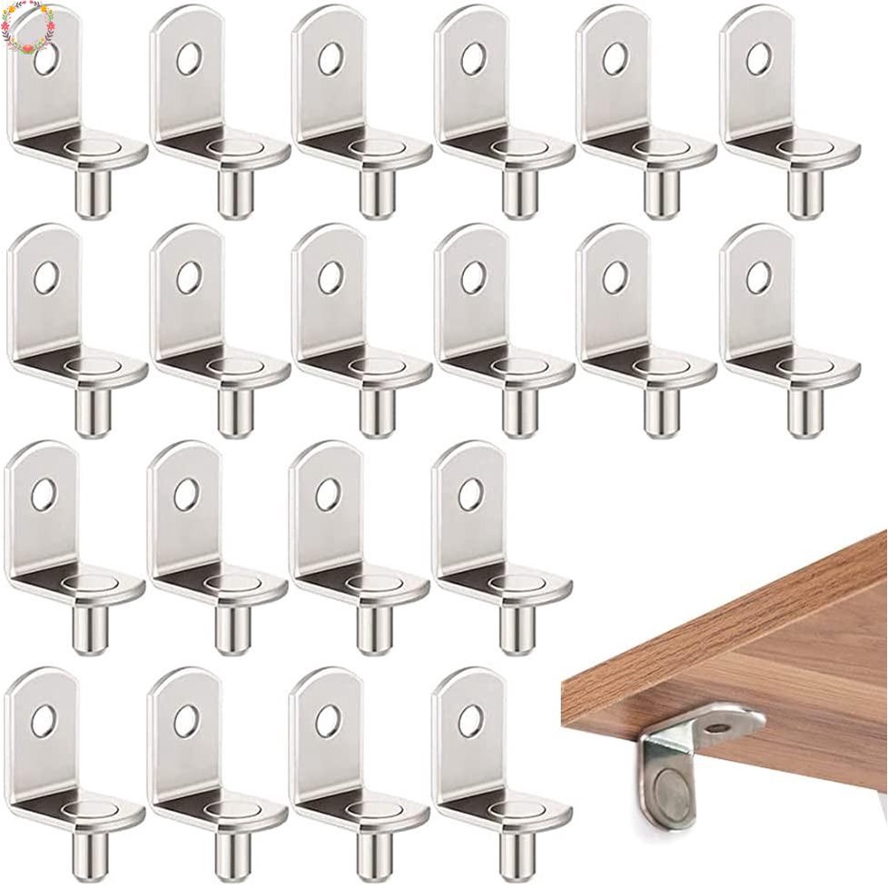 20pcs Shelf Support Studs Pasak Pin Colokan 5mm Braket Dapur Kabinet Berbentuk L