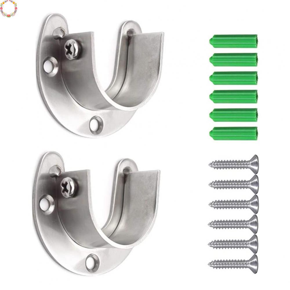 2pcs Braket Batang Tirai Shower Ketegangan Lemari Closet Tiang Zinc Alloy Holder