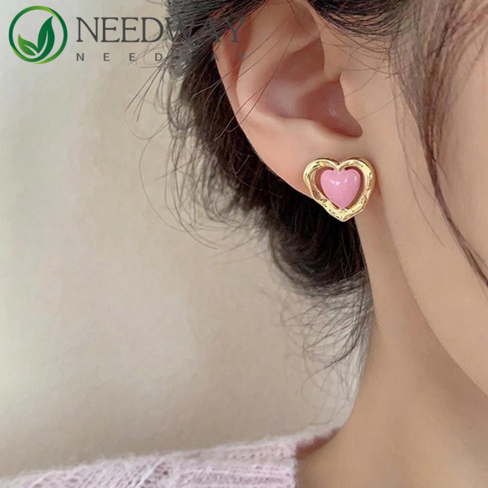 Needway  Anting Gaya Korea Temperamen Unik Berongga Keluar Manis Paduan Wanita Fashion Perhiasan