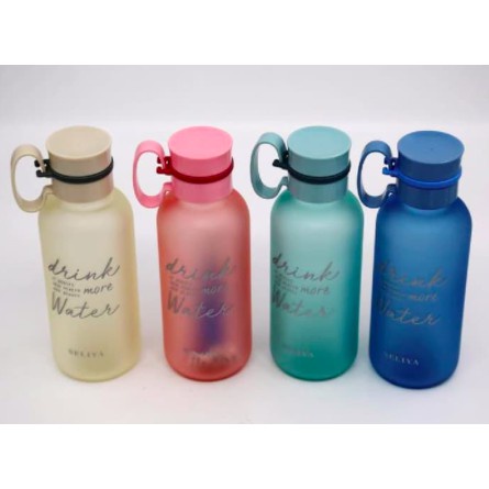 BOTOL MINUM SPORT &quot; DRINK MORE WATER &quot;WATER BOTTLE SPORTY BENING CLEAR 650 ML BPA FREE