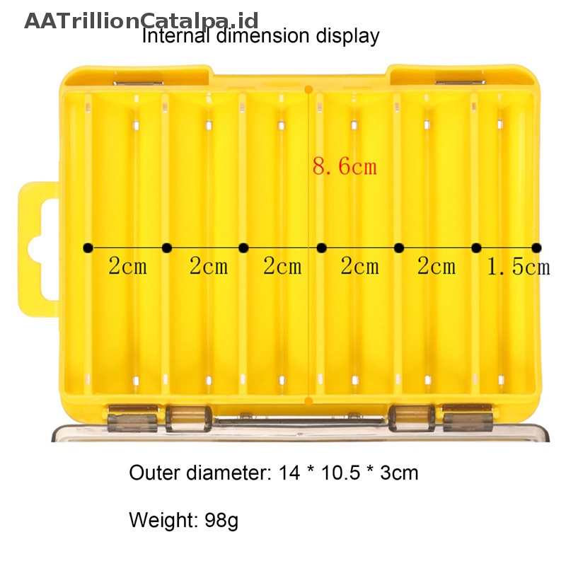 Aatrillioncatalpa Kotak Pancing Dua Sisi12 14 Kompartemen Umpan Lure Hook Storage Box ID