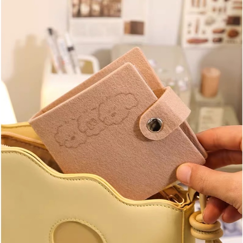 Wool Felt 3inch 40slot Album Foto Mini Puppy Binder Photocard Holder Idol Buku Penyimpanan Kartu Lomo