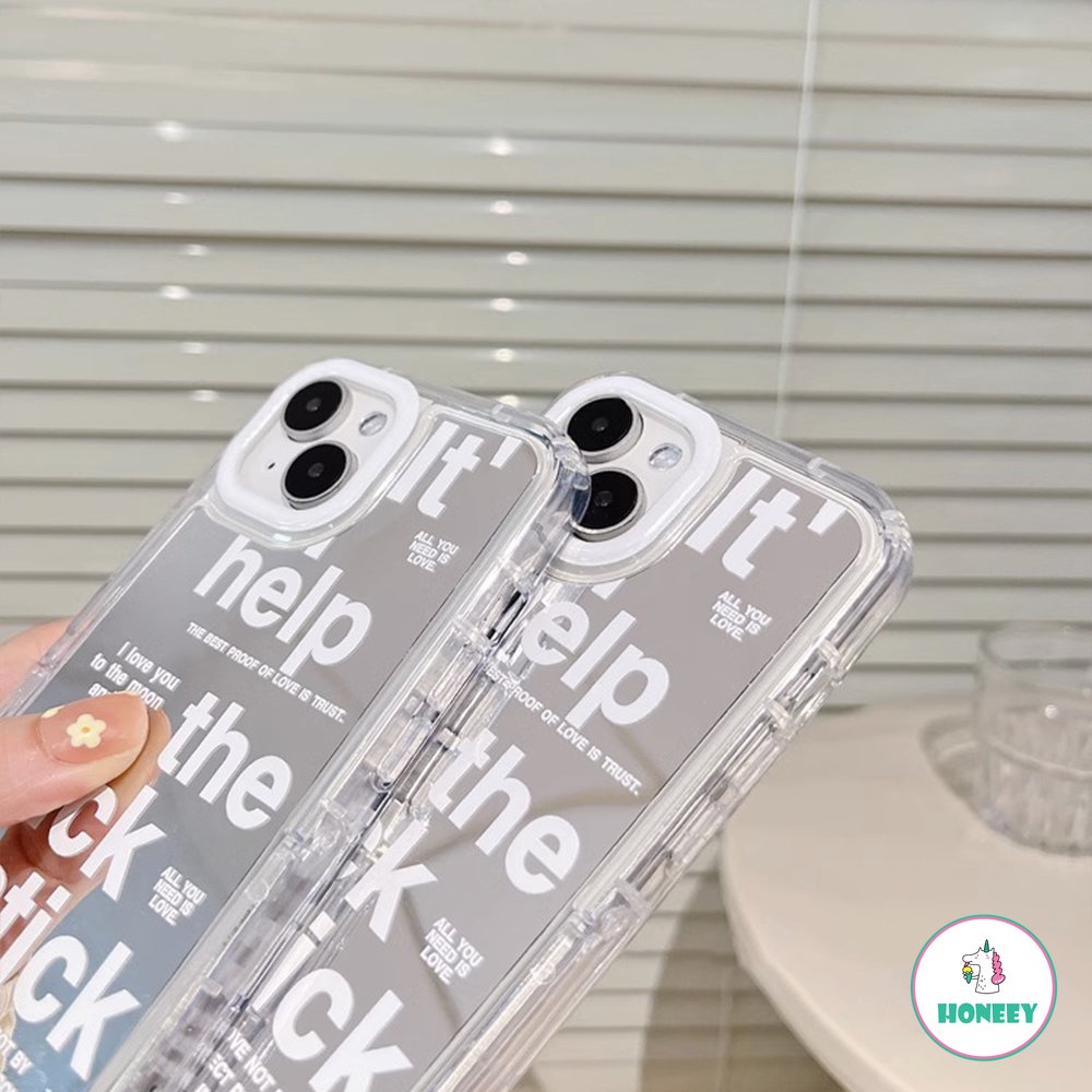 Casing Ponsel Cermin Huruf Inggris Gaya Untuk iPhone 14 Pro Max13 12 11 Pro Max Dengan Bracket Invisible Anti-Shock Back Cover