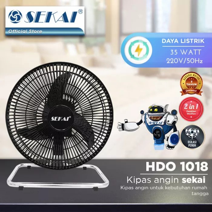 Sekai Kipas Angin Meja Dinding 10inch HDO 1018S 1018 S Desk Wall Fan