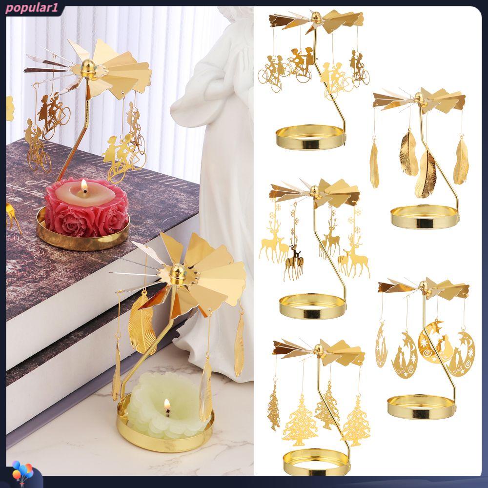 Populer Rotating Candle Stand Xmas Wedding Dekorasi Rumah Perlengkapan Natal Tempat Lilin