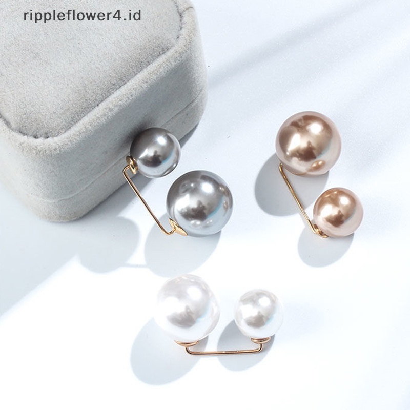 {rippleflower4.id} Bros Bergaya Wanita Pinggang Halus Perubahan Besar Mutiara Kecil Bros Gesper Tetap Pakaian Celana Pinggang Anti Malu Tombol Pin Aksesoris~