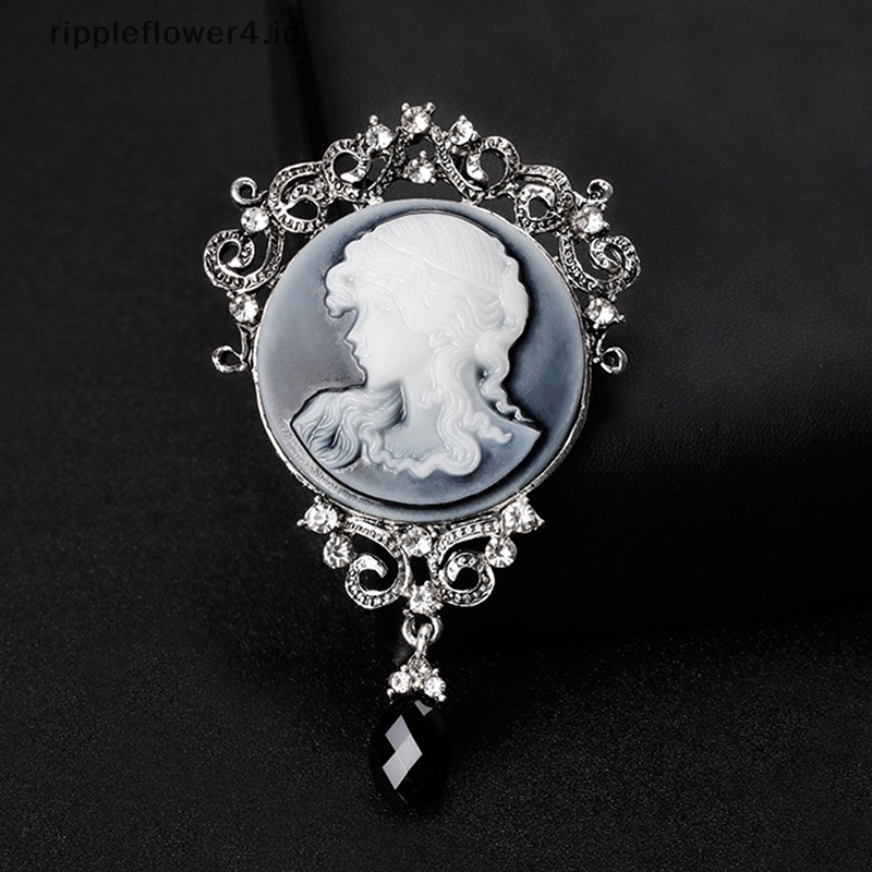 {rippleflower4.id} 1pcs Cameo Baru Victoria Gaya Kristal Pesta Pernikahan Wanita Liontin Bros Pin~