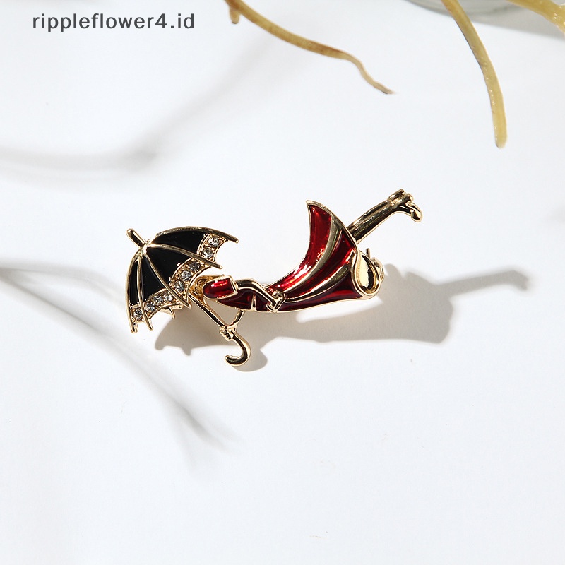 {rippleflower4.id} Bros Lady Retro Elegan Akrilik Untuk Wanita Desainer Mengambil Payung Beauty Figure Brooch Pin Hadiah~