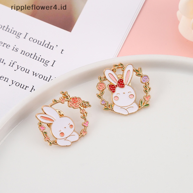 {rippleflower4.id} Perhiasan Pin Bros Kelinci Lucu Pin Lencana Topi Ransel Aksesoris Perhiasan Pasangan Valene Hadiah Hari Halloween Natal~