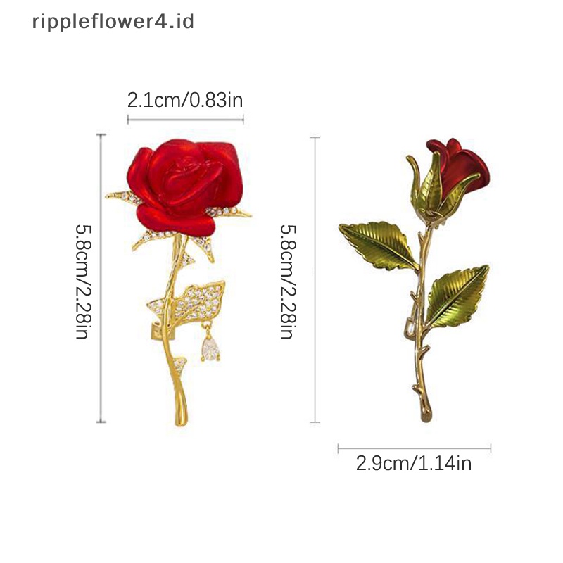 {rippleflower4.id} Bros Bunga Mawar Cantik Kreatif Koleksi Untuk Wanita Lady Pin Bunga Elegan Musim Panas Desain Pesta Valene Hadiah Hari~