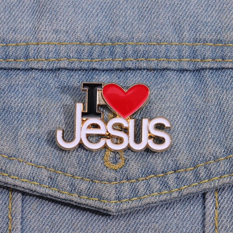 I Love Yesus Logam Enamel Bros Iman Ransel Lencana Kostum Aksesori Hadiah