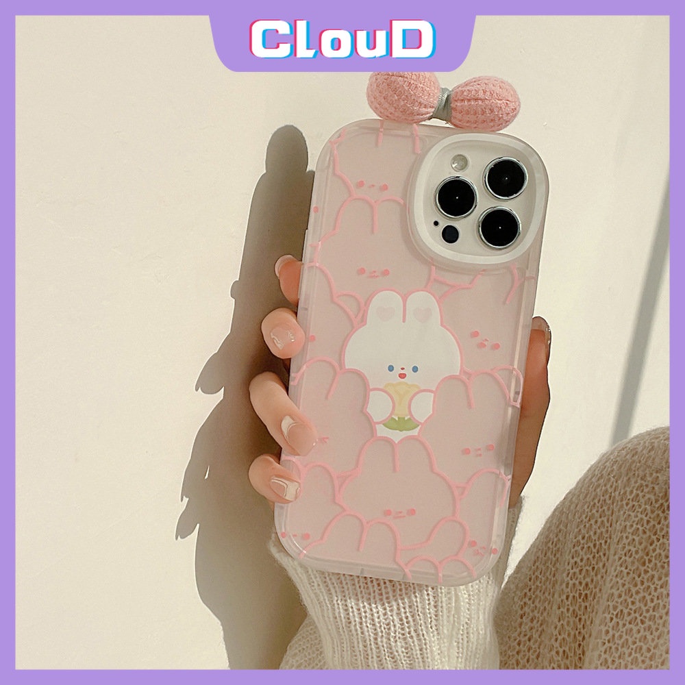 Case Untuk Vivo Y17 Y16 Y22 Y20s Y21 Y31 Y12 Y35 Y22s V23E Y21s Y51 Y30 Y11 Y20 V23 Y91C Y91 Y21A Y15 Y15A Y33s V25E Y12i Y20i Y02 Y15s Kelinci Lucu Tulip Kartun 3D Ikatan Simpul Cover