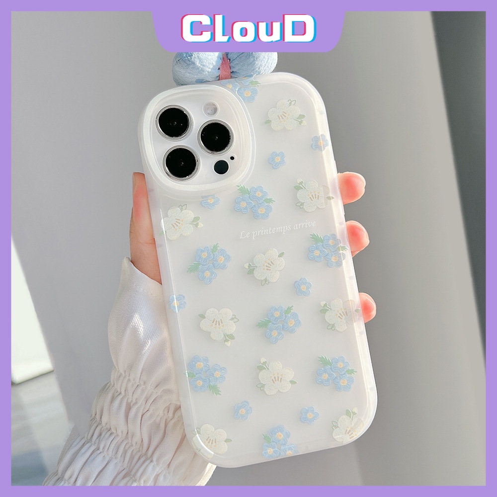 IPHONE Casing Ponsel Kompatibel Untuk Iphone11 13 12 14 Pro Max 6s 6plus7 8 Plus XR XS Max X Se2020 Ultra Lukisan Minyak Bunga Lucu Hias 3D Ikatan Simpul TPU Soft Cover