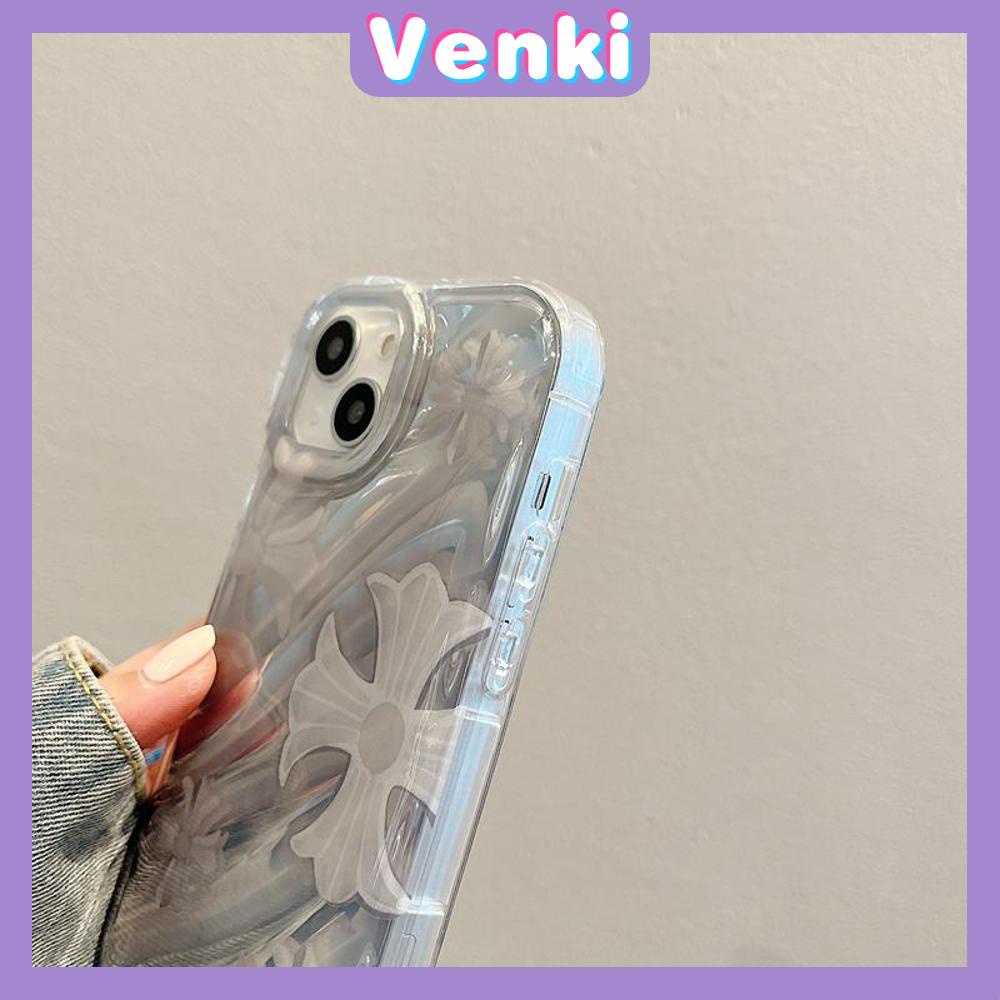 VENKI - Untuk iPhone 11 iPhone Case Laser Reflektif Bening Phone Case TPU Soft Shockproof Airbag Case Simple Cross Kompatibel dengan iPhone 14 13 Pro max 12 Pro Max XR XR 7Plus 8Plus