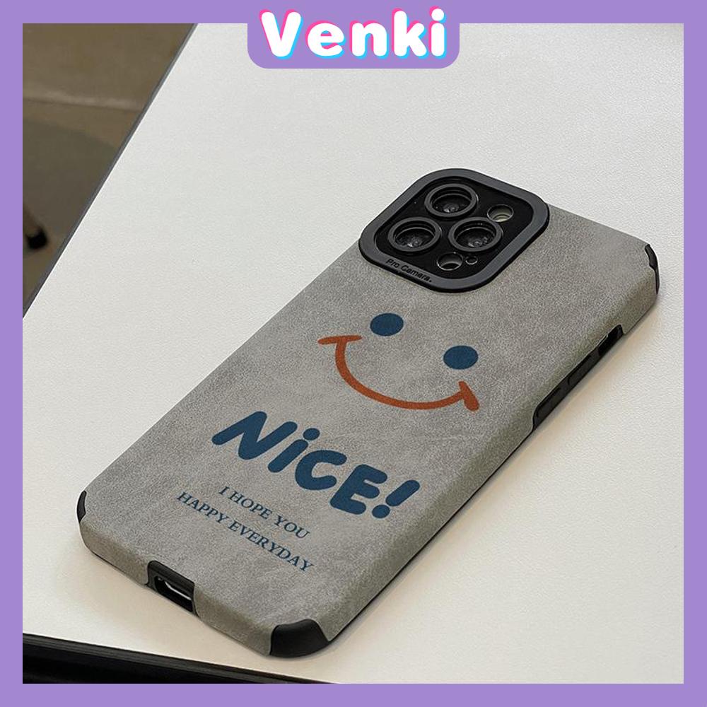 VENKI - Untuk iPhone 11 Case Kulit Kulit Murid Mata Suede Ponsel Case Lembut Shockproof Airbag Case Pelindung Kamera Senyum Lucu Bagus Kompatibel dengan iPhone 14 13 Pro max 12 xr xs 7